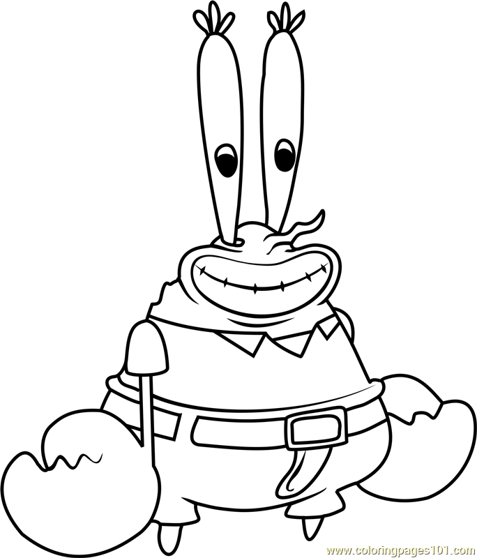 Eugene Krabs Coloring Page for Kids - Free SpongeBob SquarePants