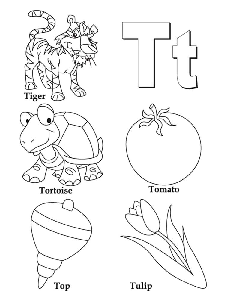 Letter T coloring pages