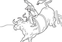 bull riding color pages