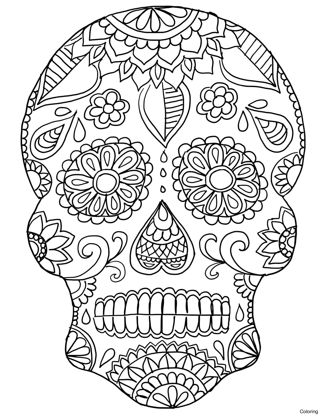 Dia De Los Muertos Skulls Coloring Pages at GetColorings.com | Free