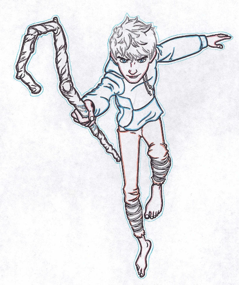 Jack Frost in outlinecoloured pen - colouring page by ArielKnight on