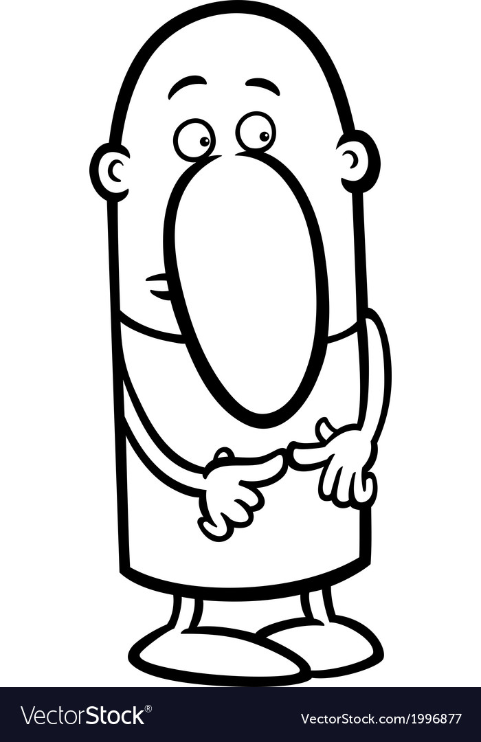Shy guy cartoon coloring page Royalty Free Vector Image