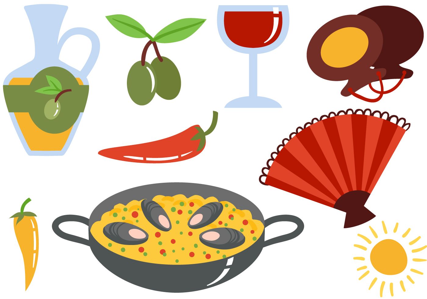 Vecteurs espagnols gratuits | Espagnol gratuit, Espagnol, Dessin aliment
