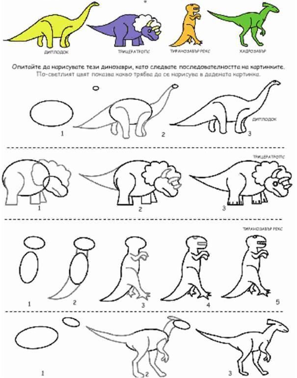 Imparare a disegnare, Attività con i dinosauri, Attività di dinosauro