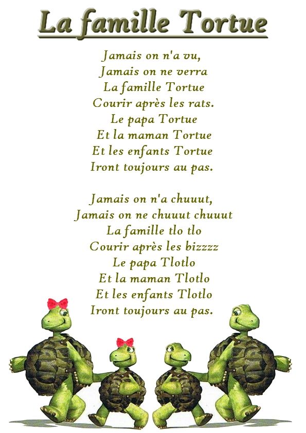 La maternelle de Laurène: La famille Tortue | Comptines, La famille