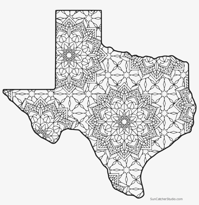 Free Printable Texas Coloring Page With Pattern To - Line Art - Free