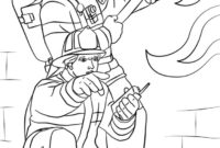 realistic firefighter coloring page