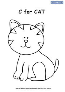 C for Cat Coloring Page worksheet for Preschool,Kindergarten Grade