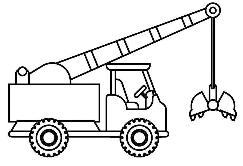 Crane Truck Coloring Pages in Realistic and Cartoon Version - Coloring