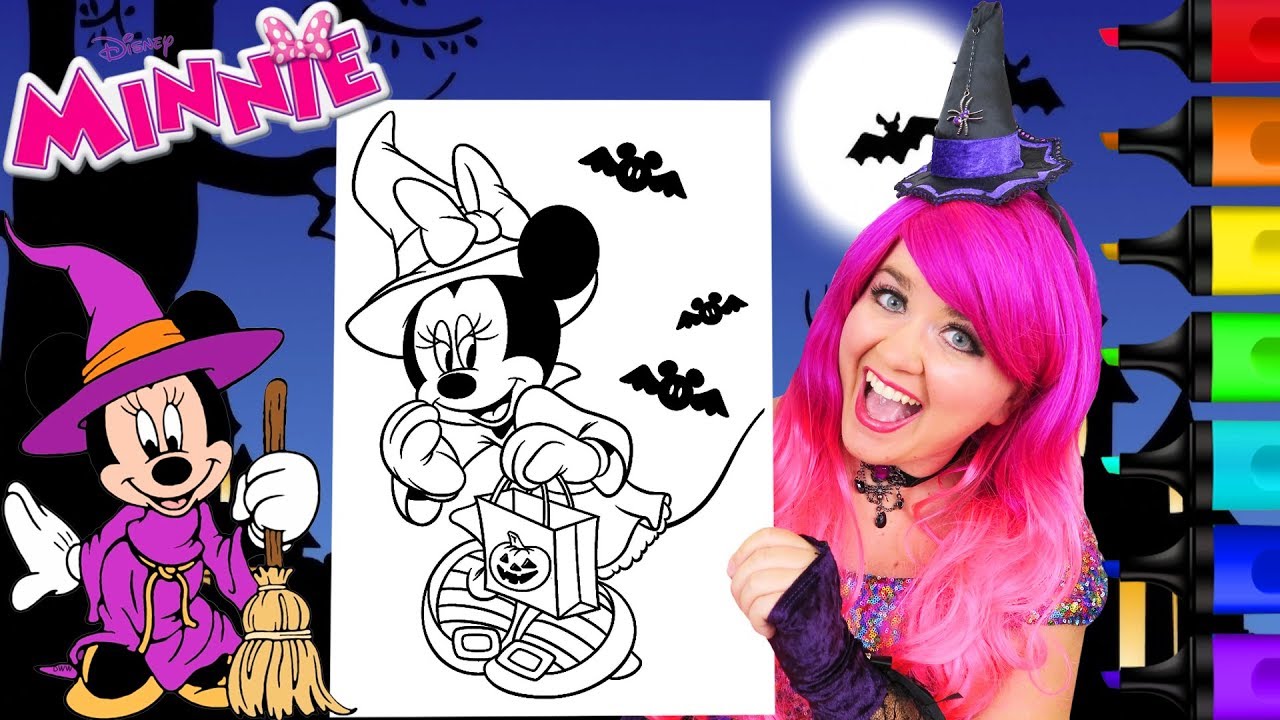 Coloring Minnie Mouse Halloween Witch Coloring Page Prismacolor Markers