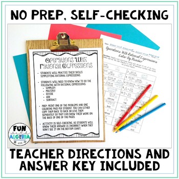 Operations With Rational Expressions Color By Number Activity | TpT