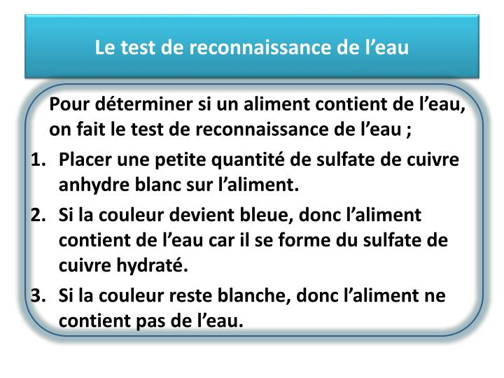Ppt - Le Test De Reconnaissance De L'Eau Powerpoint à Ppt Avec Un Quiz