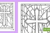 stained glass cross coloring page stained glass cross coloring page