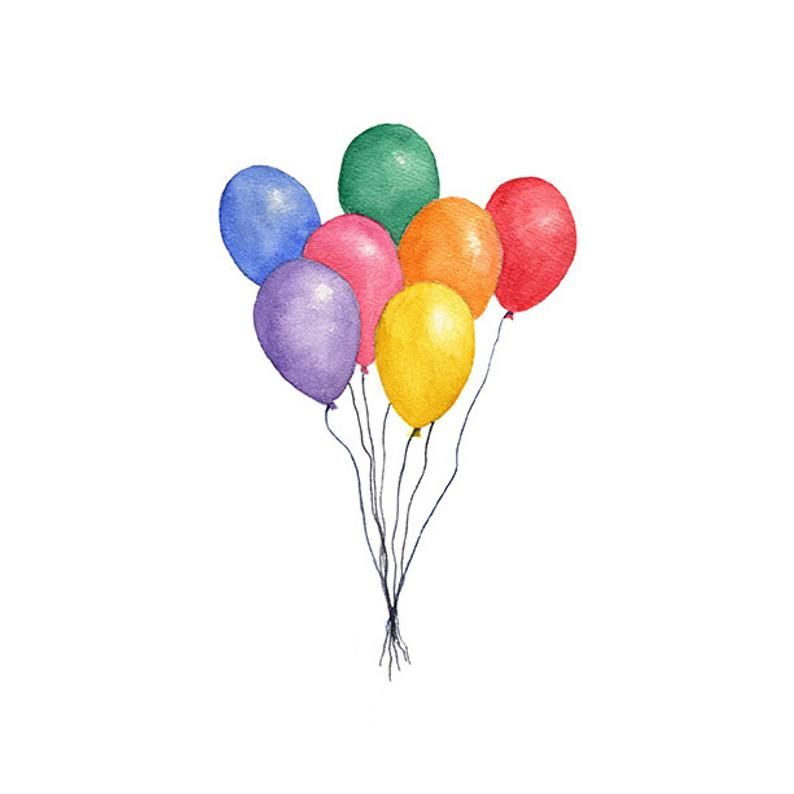 Balloons Watercolor Clipart PNG Instant Download Hand - Etsy | Balloon