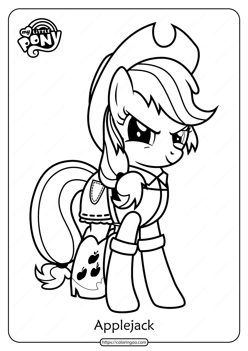 Free Printable MLP Applejack Pdf Coloring Pages | My little pony