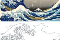coloriage hokusai vague