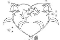 heart with roses coloring pages