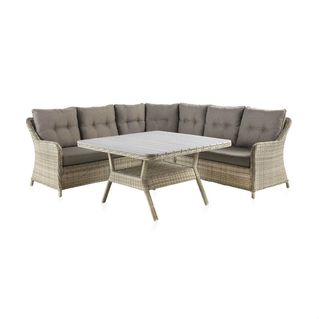 Salon d'angle de jardin en résine tressée - Brin d'Ouest