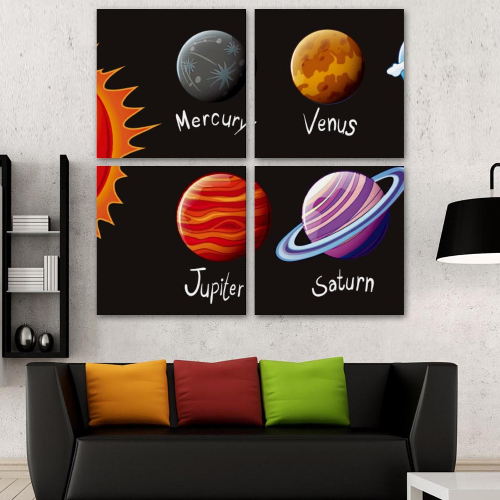 OWNSERIES Space Solar System Universe Planets Pattern 4PC Frameless