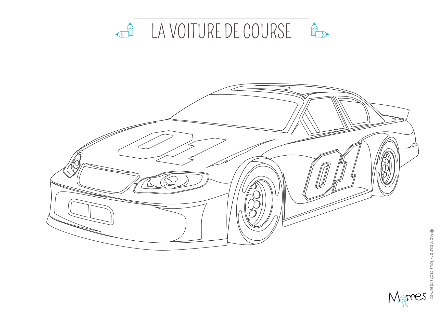 Coloriage La voiture de course - Momes.net