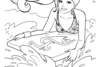 coloriage barbie fait du surf