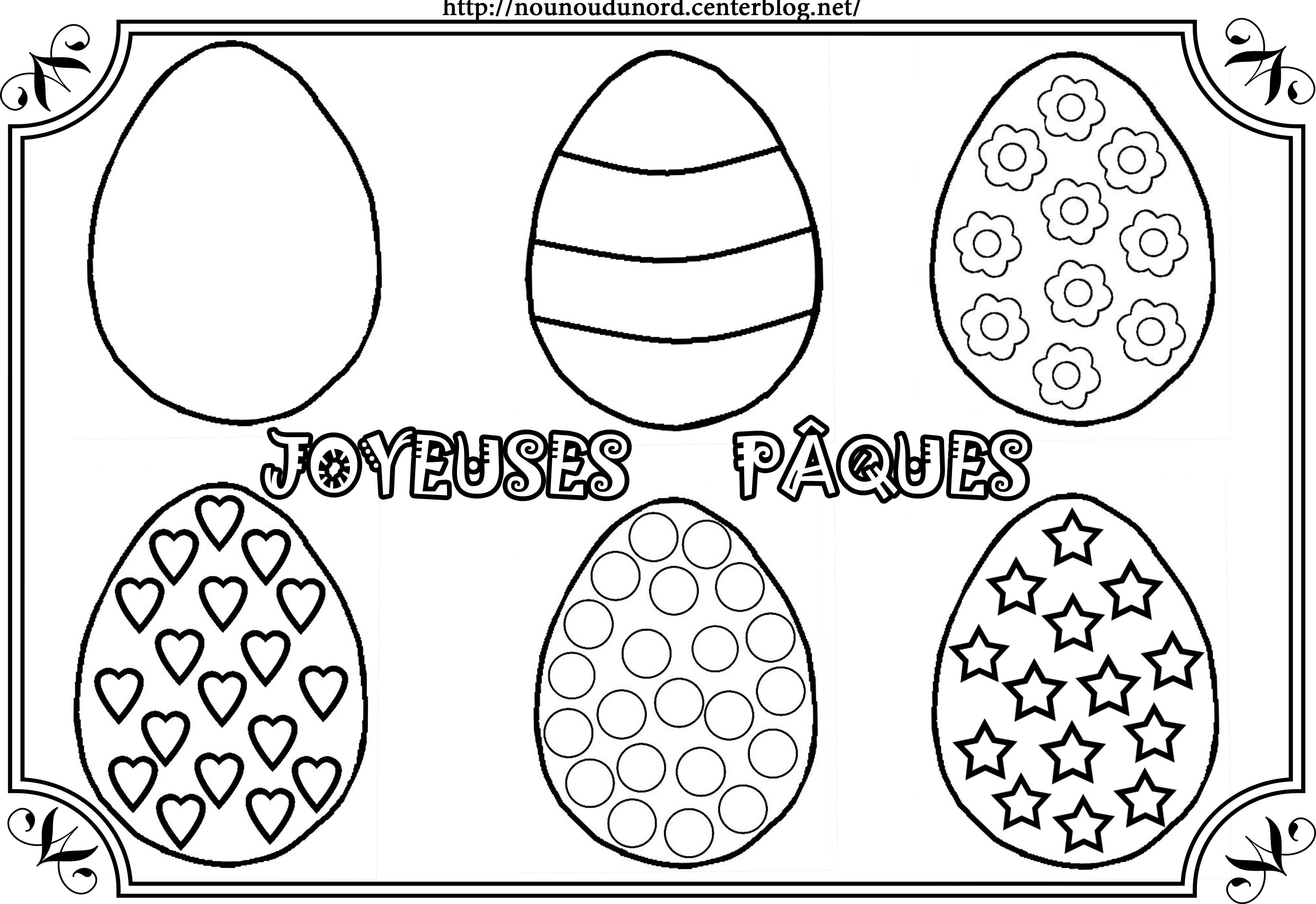 Coloriage oeufs de Pâques dessiné par nounoudunord