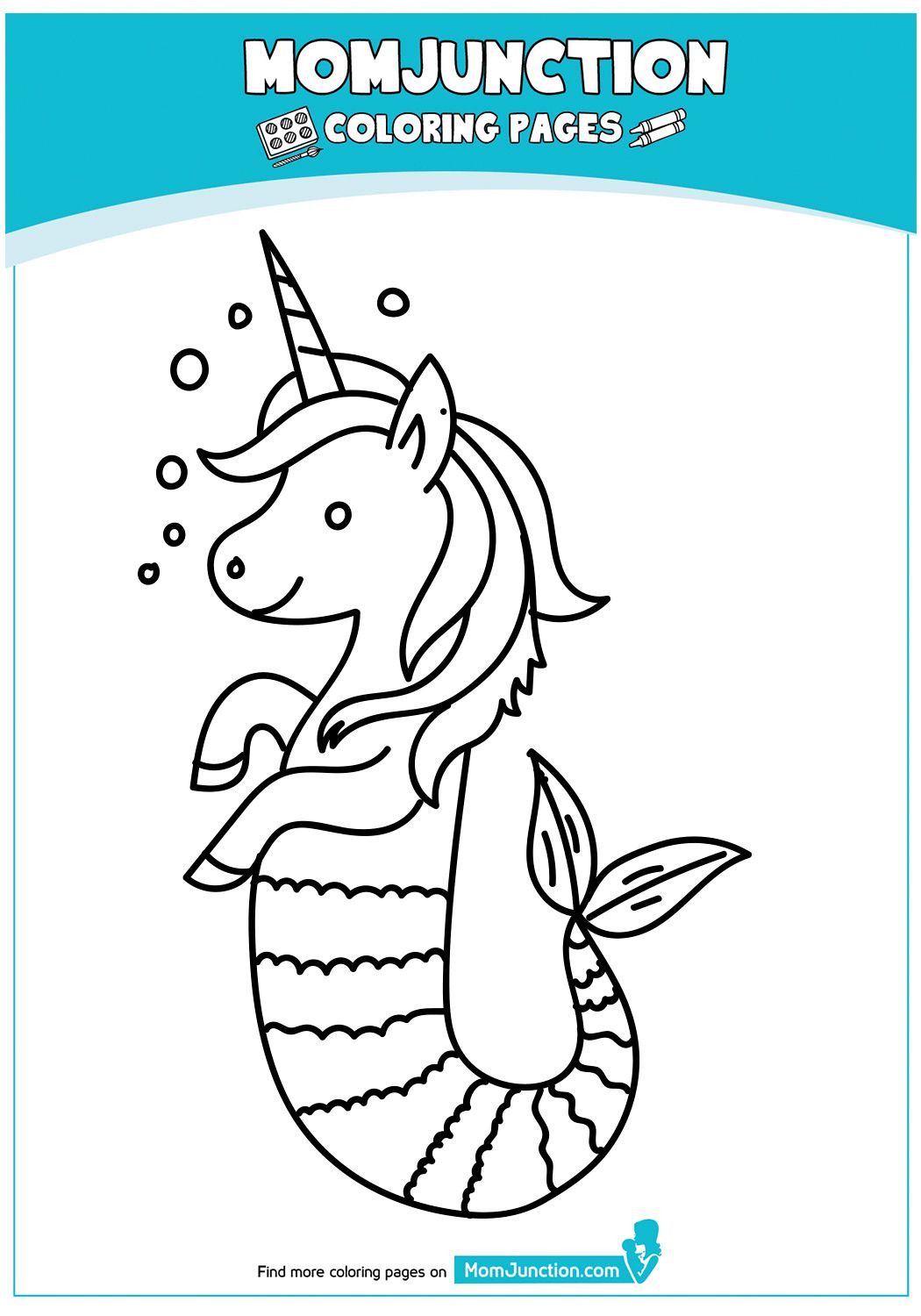 Rainbow Unicorn Mermaid Coloring Pages : Mermaid Coloring Page by