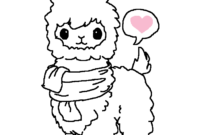 kawaii cute llama coloring pages