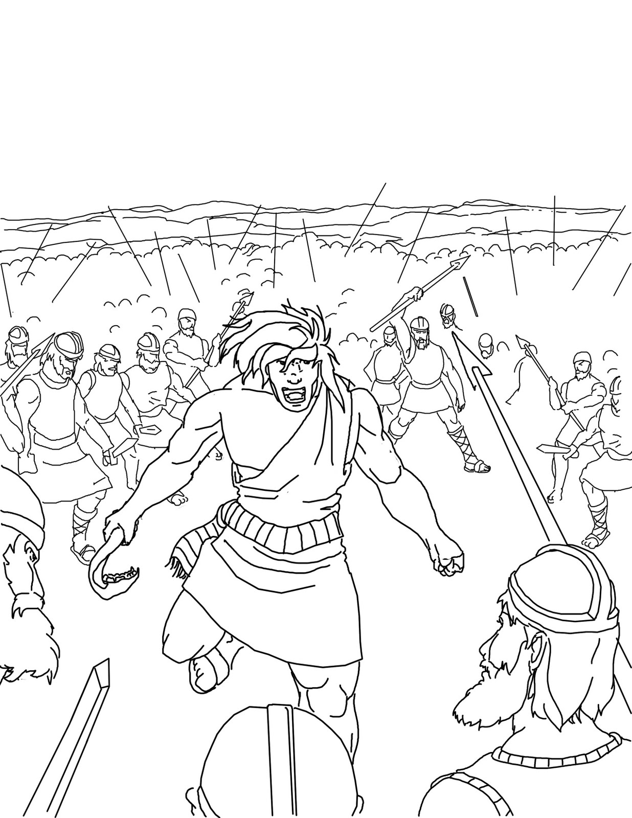 Bible Coloring Samson Pages Kids Characters Printable School Print