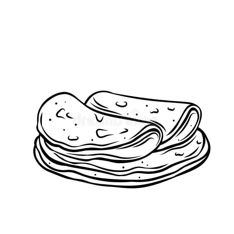 Tortilla Drawn Outline Icon Stock Vector - Illustration of drawing