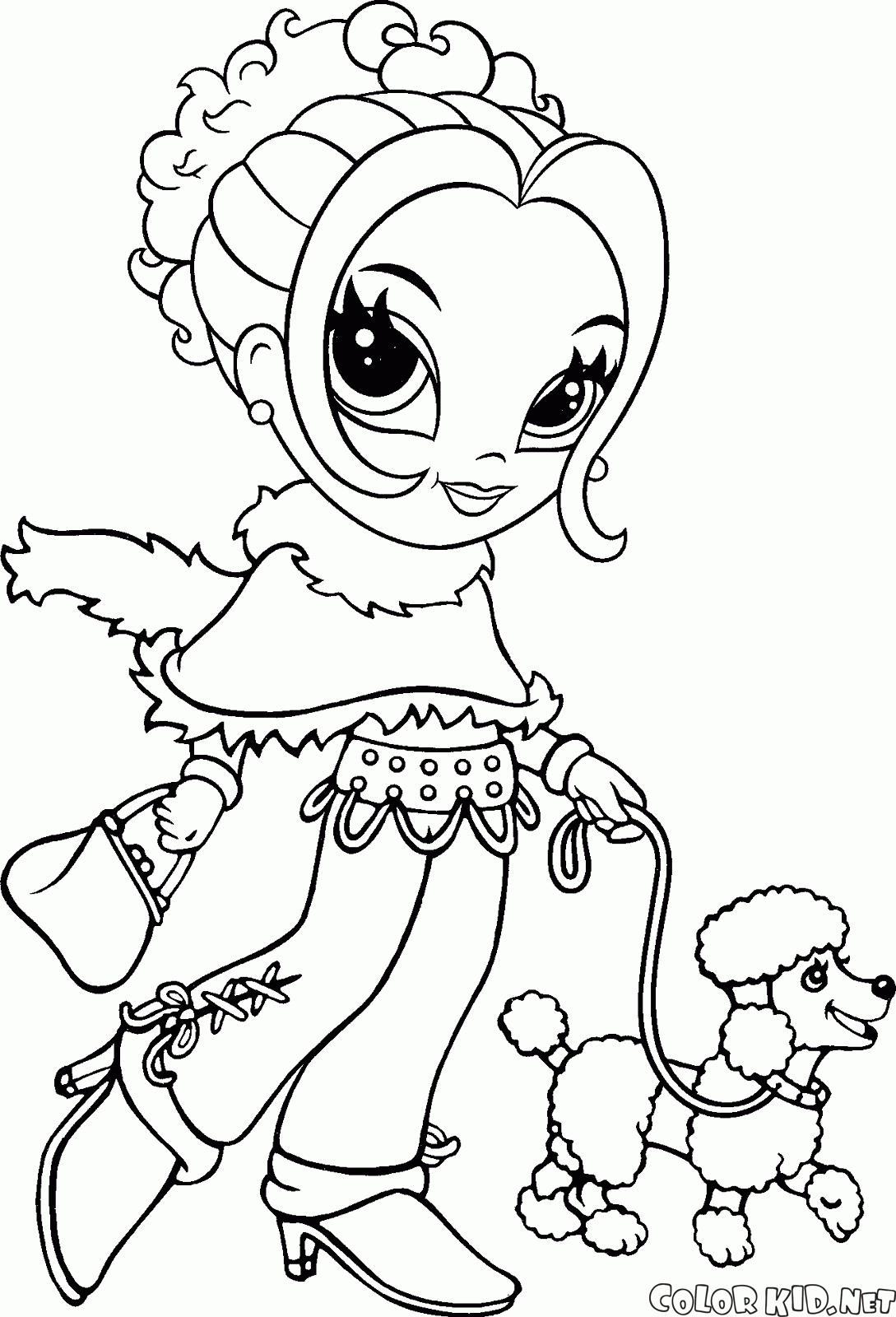 Coloriage - Fille sur un snowboard