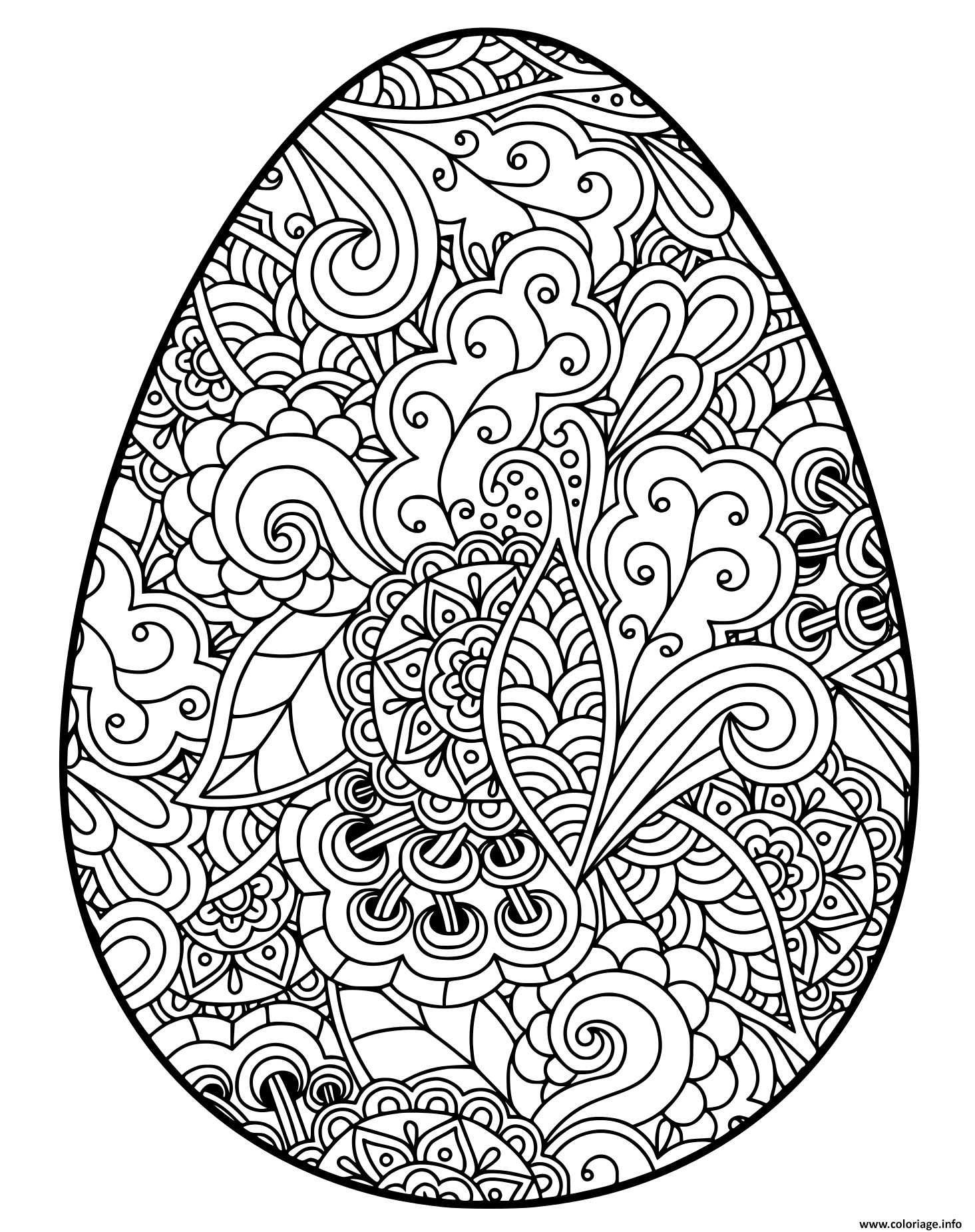 Coloriage Easter Egg Oeuf Paque Adulte Dessin Paques Adulte à imprimer