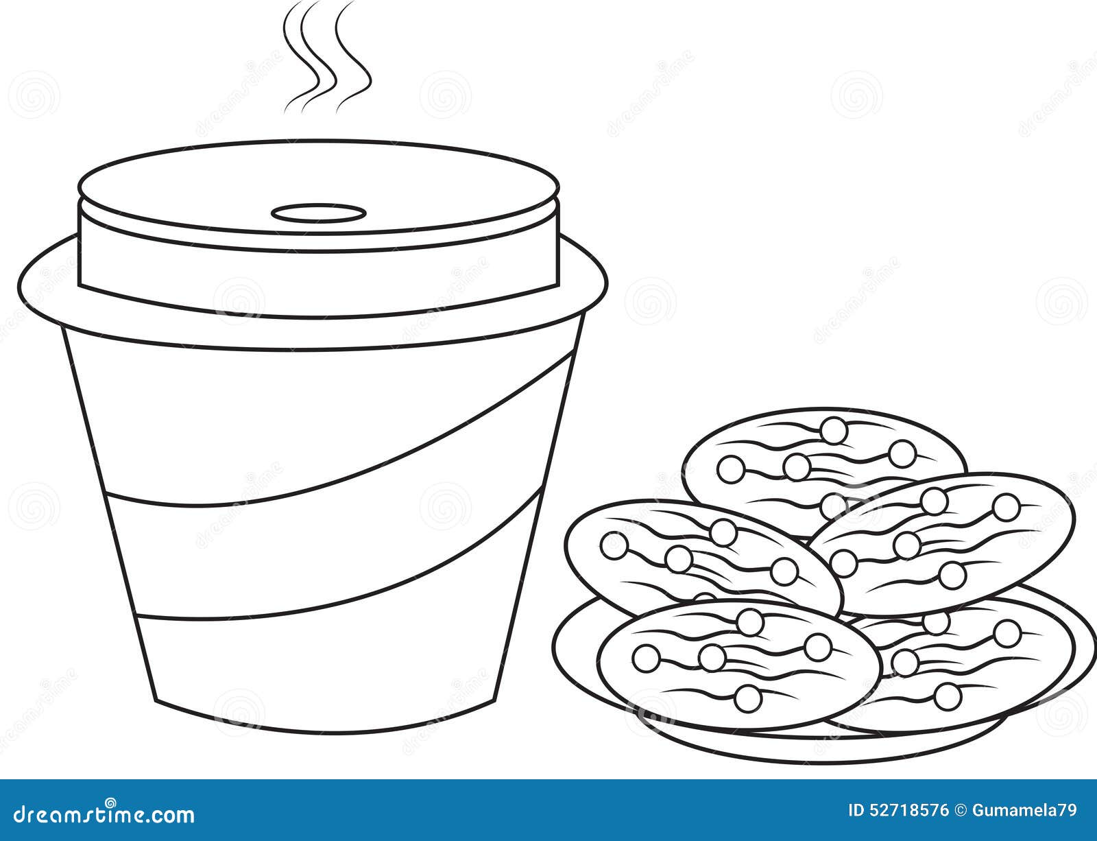 Cookies and Milk Coloring Page Stock Illustration - Illustration of