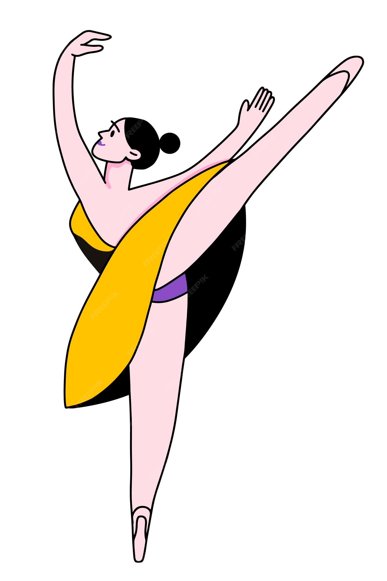 Illustration De Dessin Animé De Danseuse De Ballet De Vecteur | Vecteur