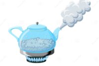 boiling water in a kettle